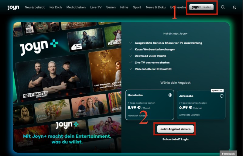 Joyn Plus offiziell kostenlos testen