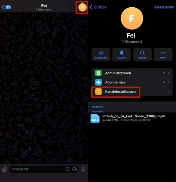 Kanaleinstellungen in Telegram