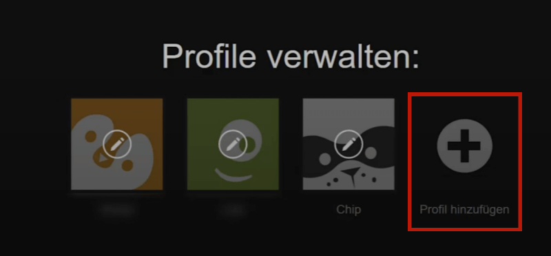 Konto hinzufügen in Netflix