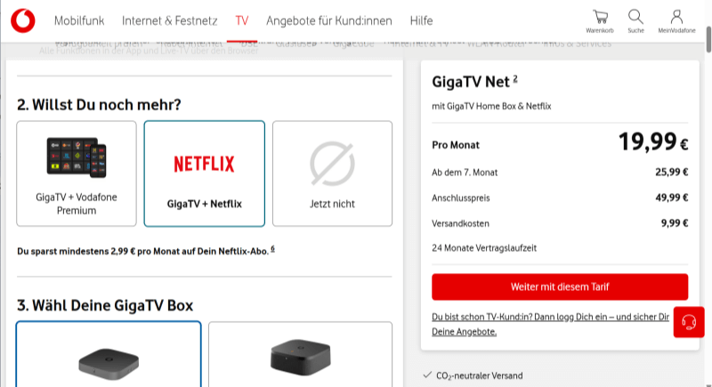 Kostenlos Netflix mit GigaTV