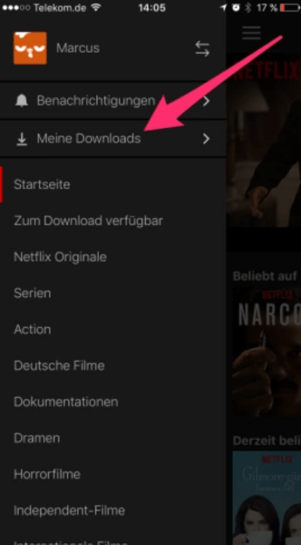 Meine Downloads in Netflix