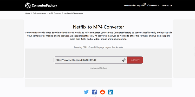 Mit ConverterFactory Netflix als MP4 umwandeln