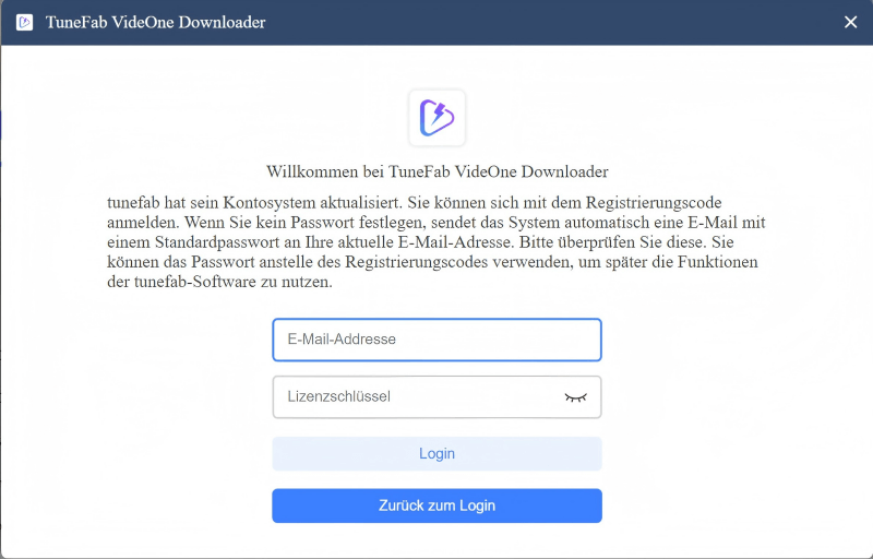 Mit Lizenzcode registrieren