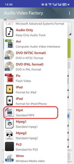 MP4 als Ausgabeformat