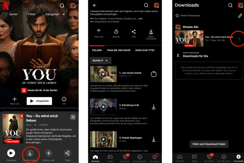 Netflix-Folgen auf Netflix-APP herunterladen