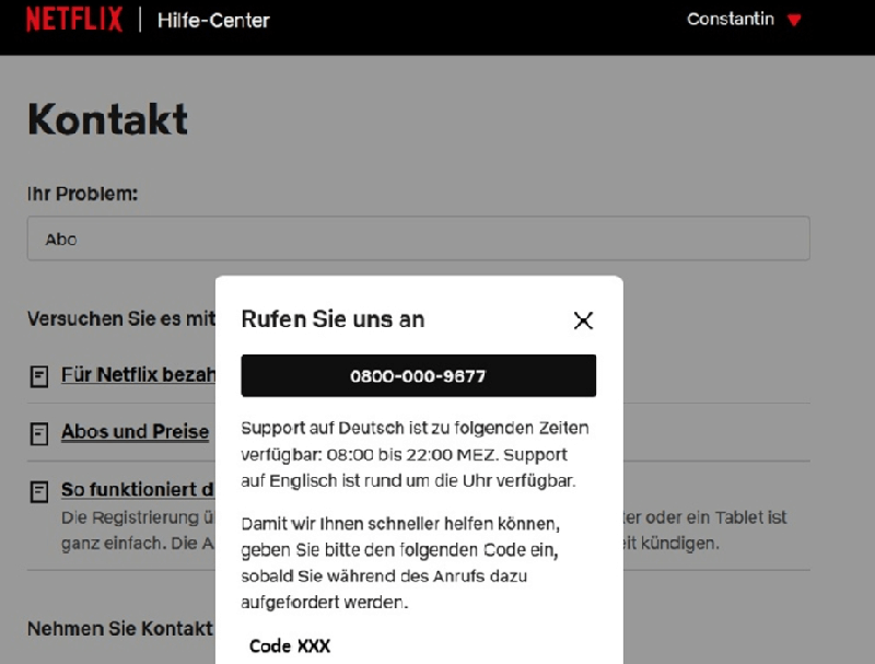 Netflix-Hilfe suchen