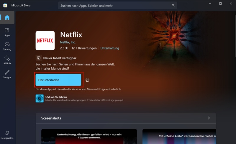 Netflix in PC installieren