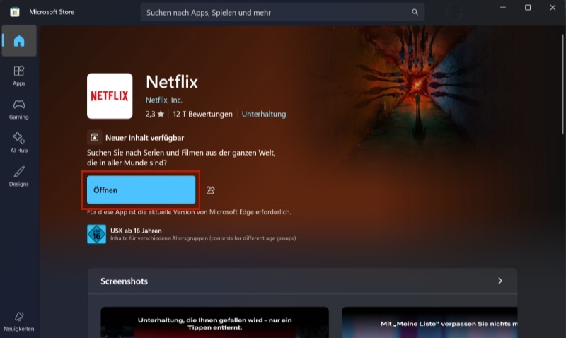 Netflix in PC öffnen