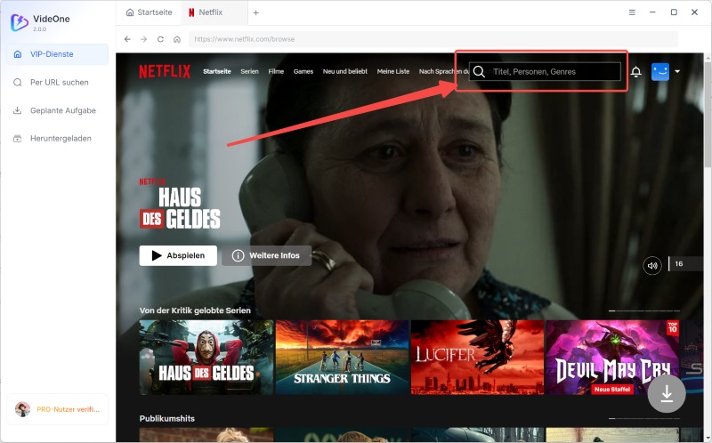 Netflix Inhalte suchen