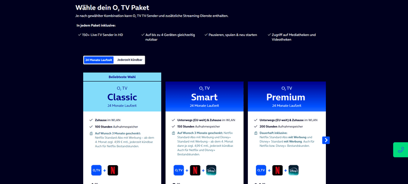 O2 TV Netflix-Pakete
