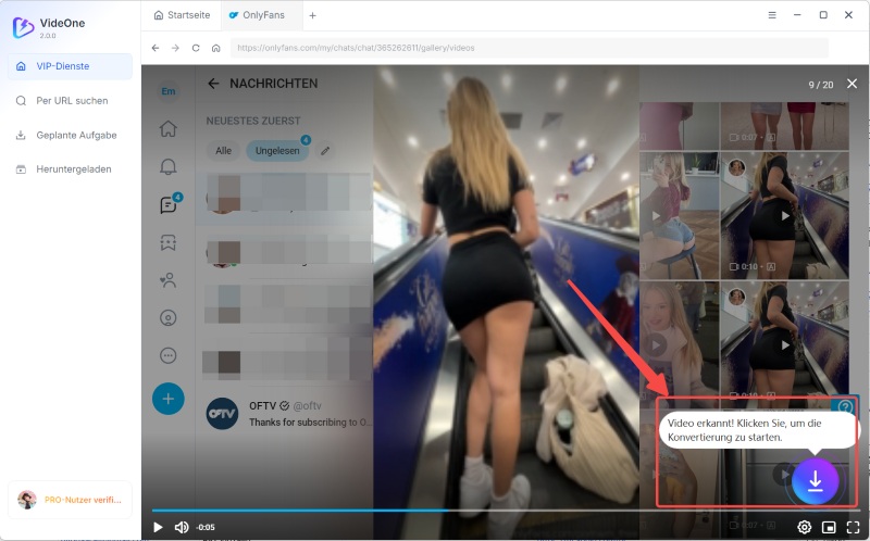 OnlyFans-Video öffnen und analysieren