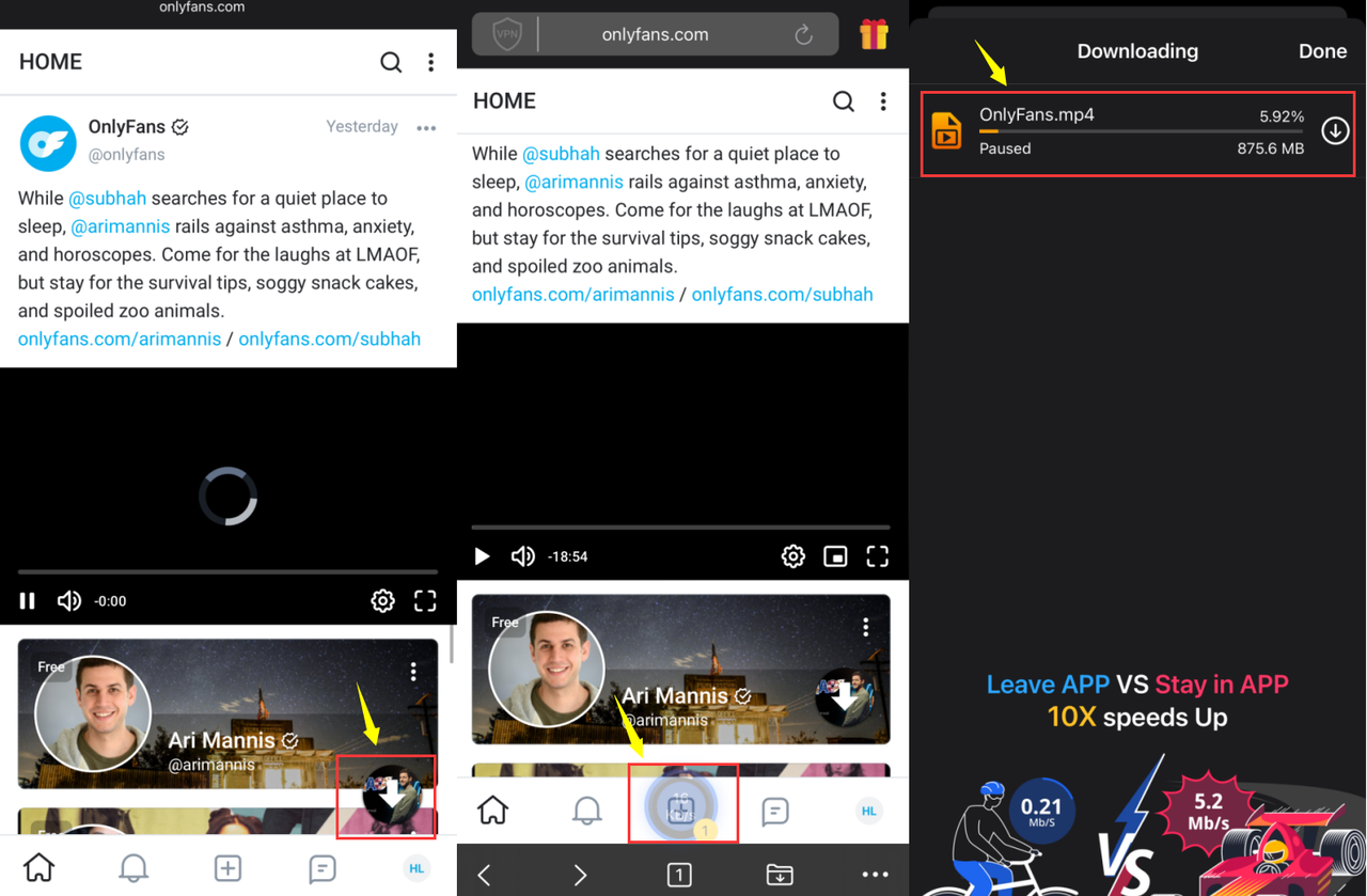 Onlyfans Videos mit Float Video Saver downloaden