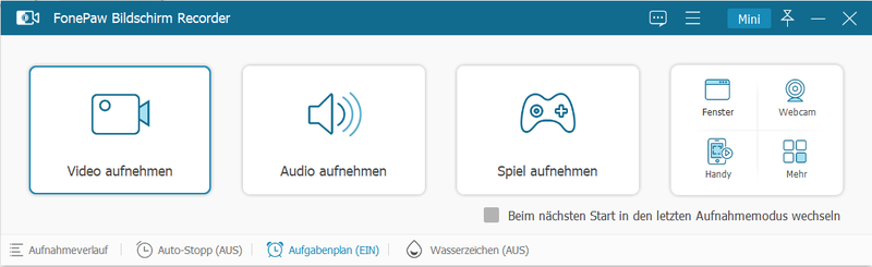 Option Video aufnehmen wählen