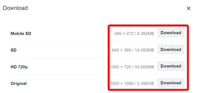 Parameter für den Download von Vimeo-Videos auswählen