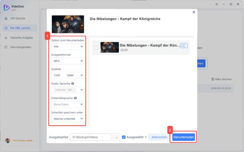 Schnelleinrichtung für RTL+ Video-Download