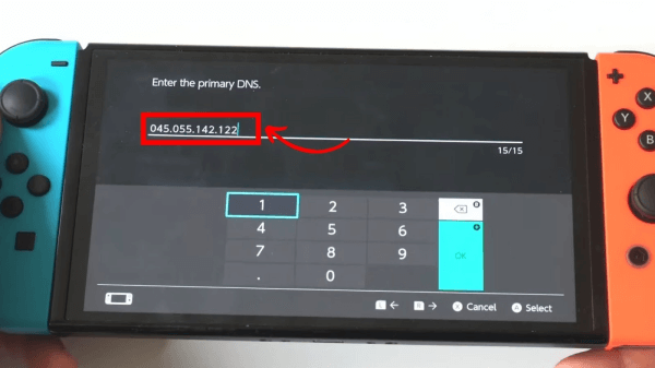 Primärer DNS eingeben auf Nintendo Switch