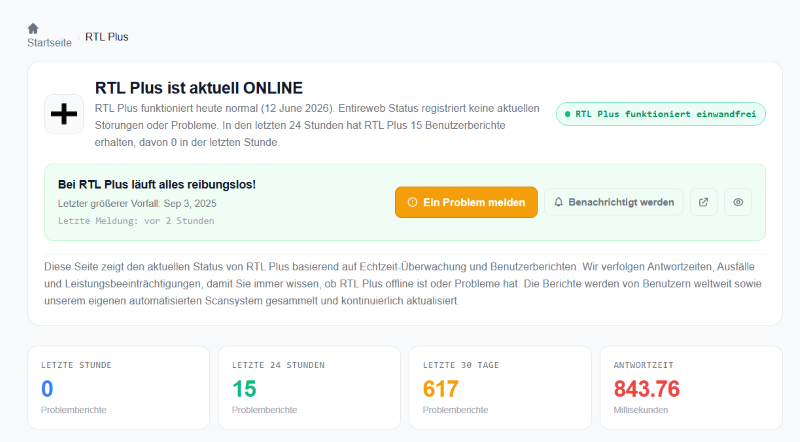 RTL+ Serverstatus prüfen