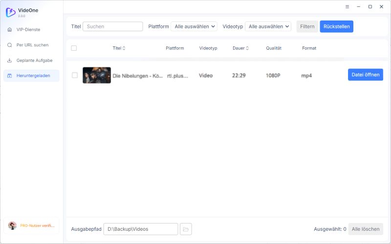 RTL+ Video-Download abschliessen