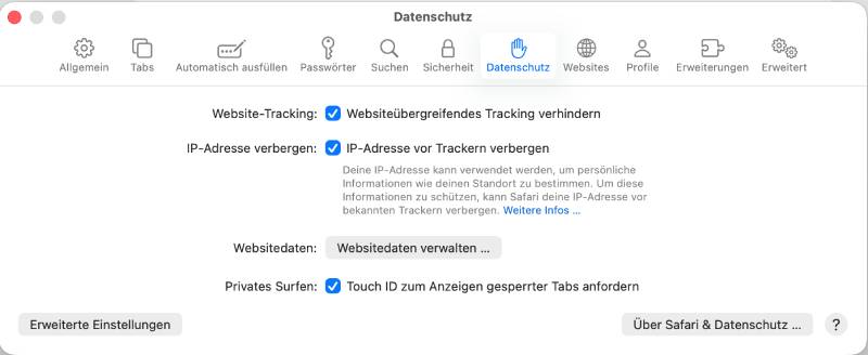 Safari Browserdaten finden