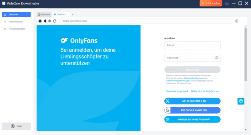 Sich bei TuneFab-Konto anmelden