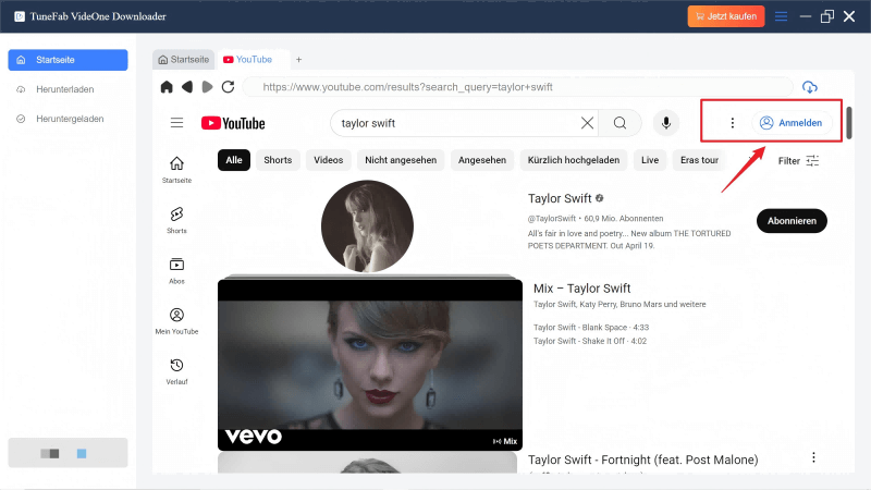 Log into YouTube account