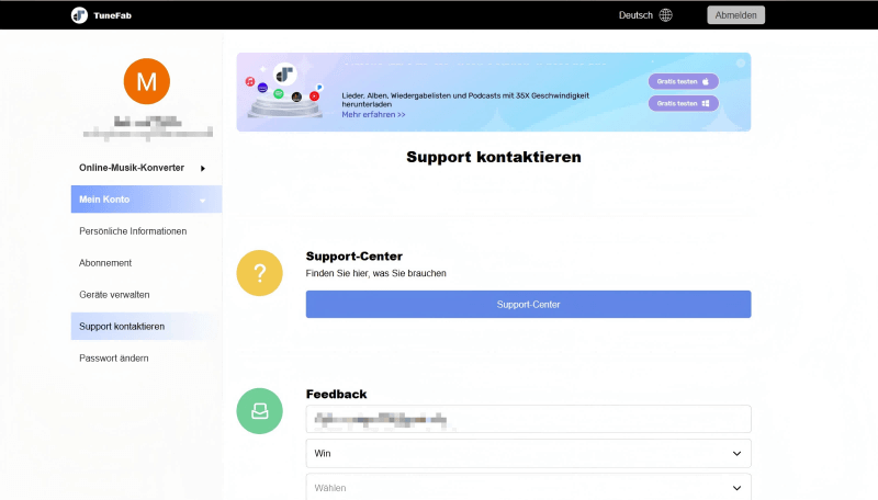 Support kontaktieren