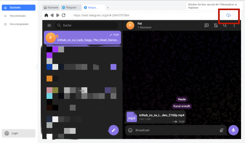 Telegram Videoanalyse in TuneFab