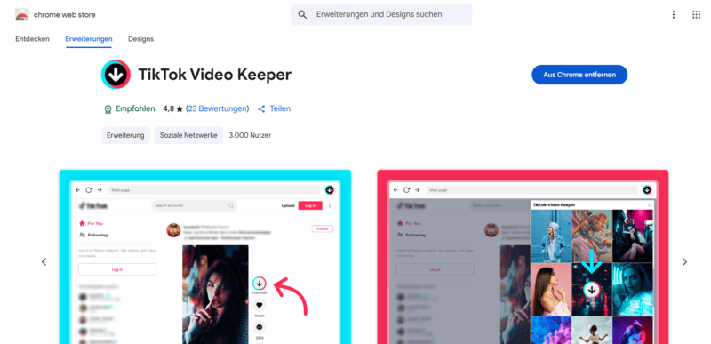 TikTok Video Keeper auf Chrome Web Store