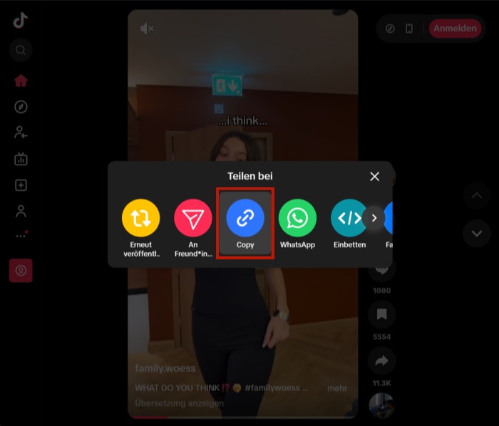 TikTok-Videos-Link auf PC kopieren