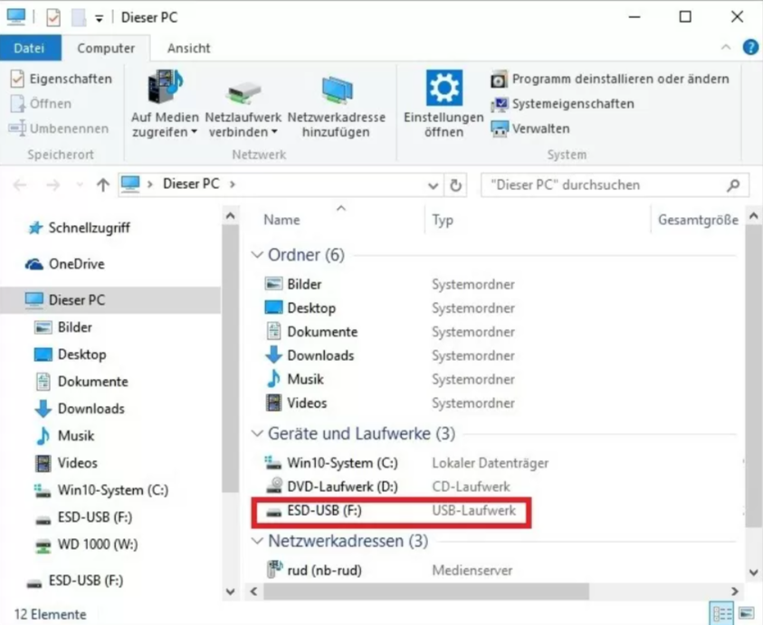 USB-Ordner auswählen