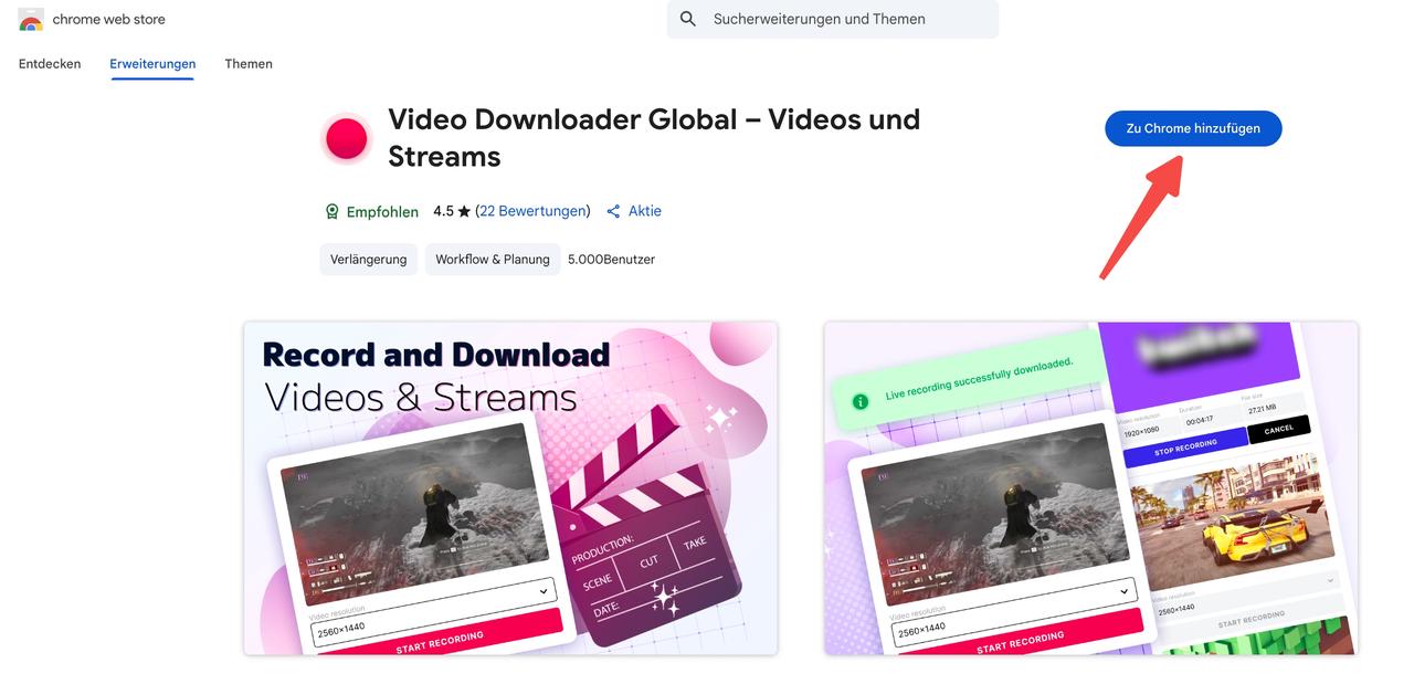 Video Downloader Global hinzufügen