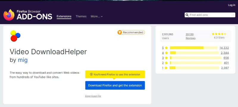 Video DownloadHelper hinzufügen