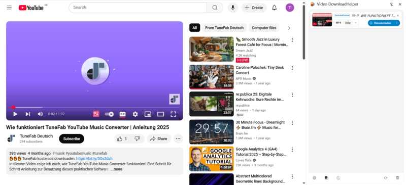 Video DownloadHelper YouTube Downloader Erweiterung