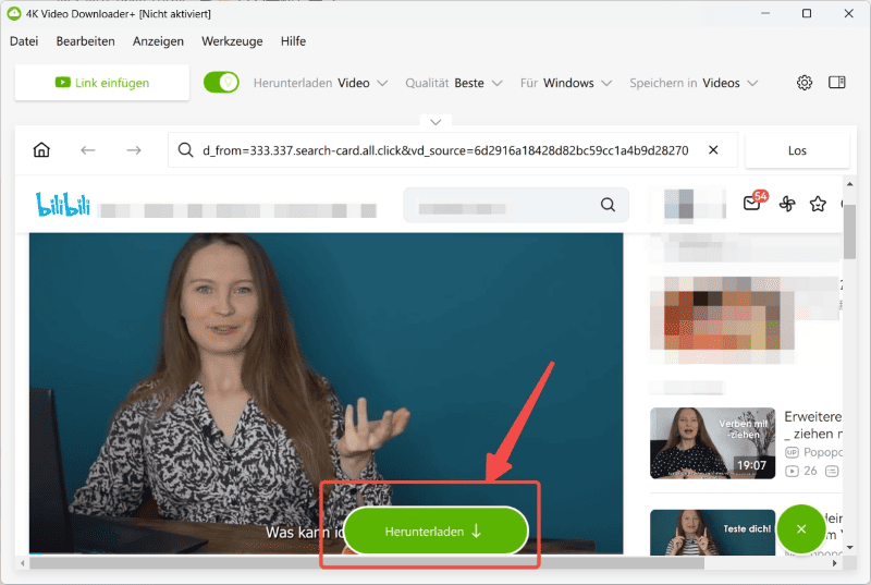 Video aus einer eingebetteten Webseite herunterladen