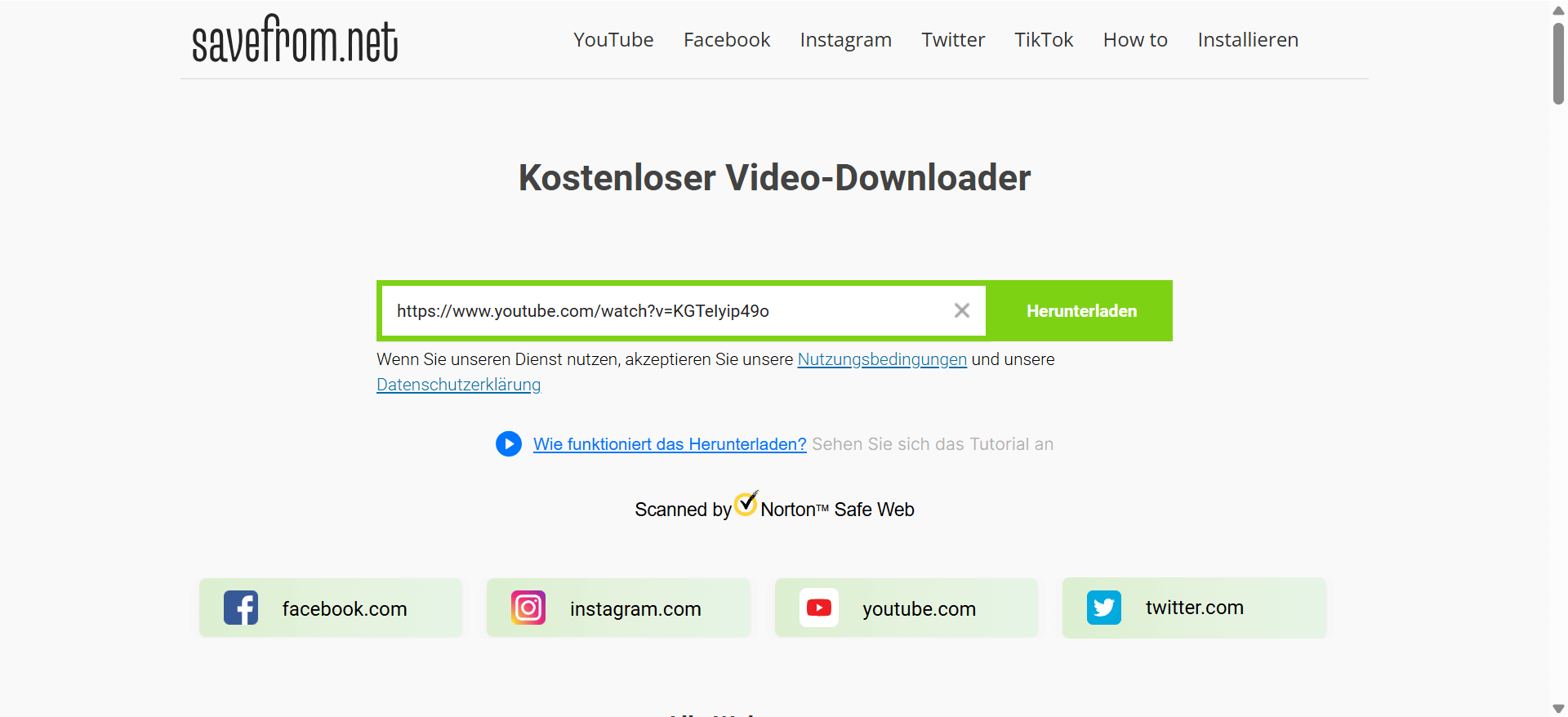 Videolink von YouTube in das Eingabefeld kopieren