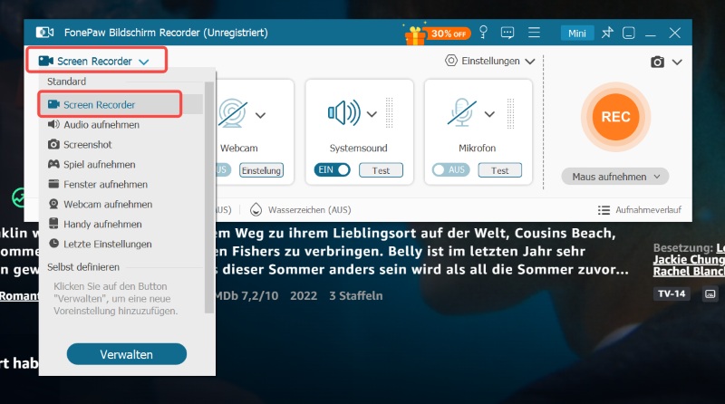 Videorekorder auswählen