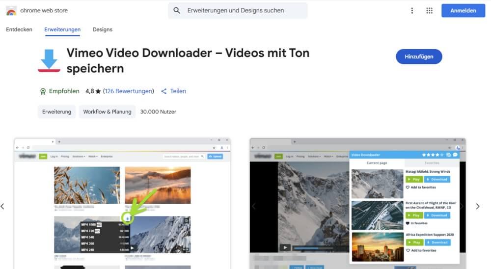 Vimeo Video Downloader Hinzufügen