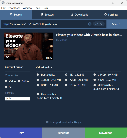 Auf SnapDownloader Vimeo-Video herunterladen