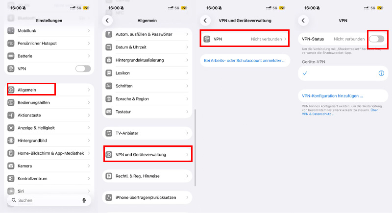 VPN deaktivieren