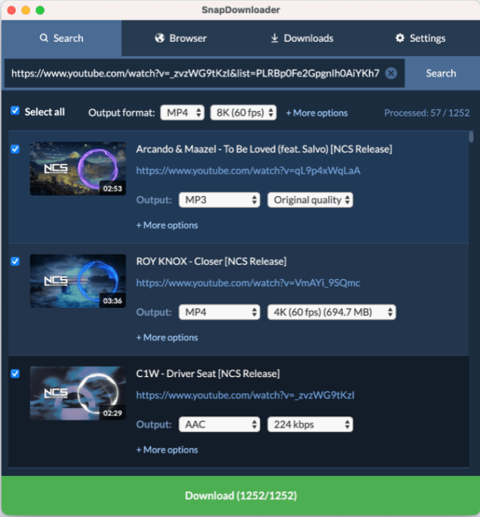 YouTube Playlist Snapdownloader