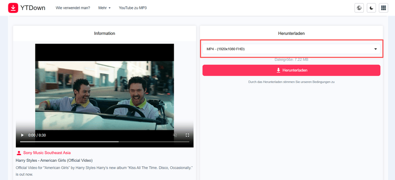 YouTube Video als MP3 mit YTDown downloaden