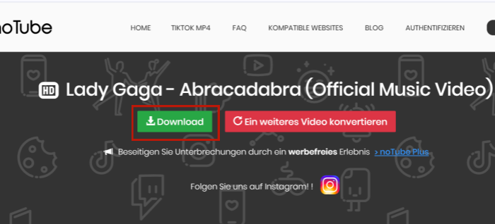 YouTube Video Download in noTube