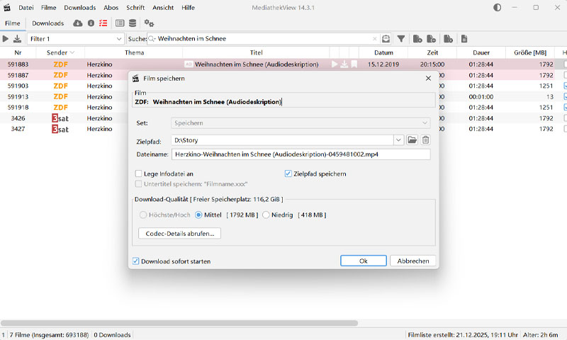 ZDF Mediathek Video downloaden mit MediathekView